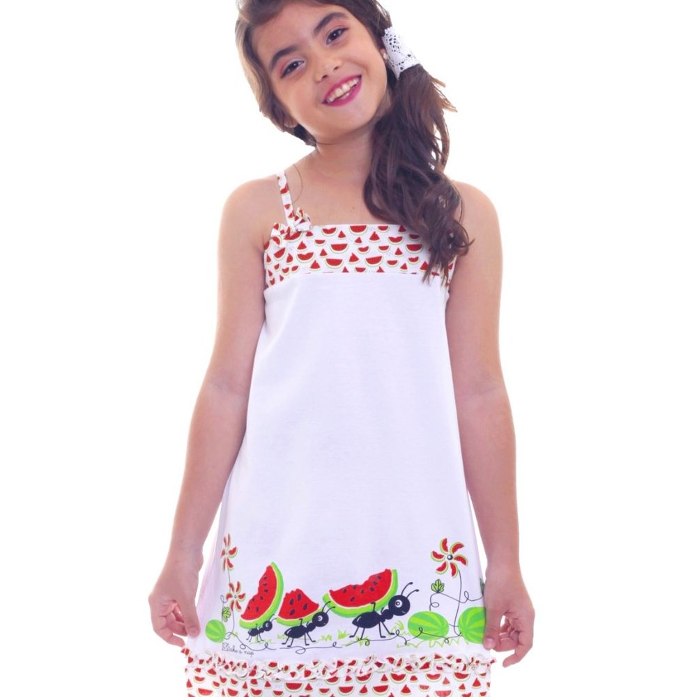 Take a Nap Nightgown for Girls with Suspenders. Ant Print